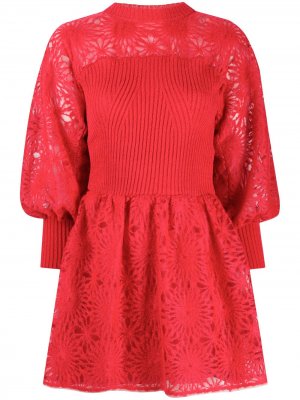 Трикотажное платье с длинными рукавами Alberta Ferretti. Цвет: красный