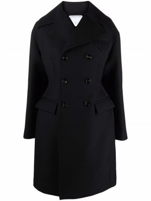 Двубортное пальто на пуговицах Bottega Veneta. Цвет: черный