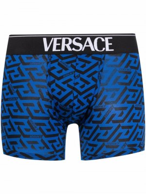 Боксеры с монограммой Versace. Цвет: синий