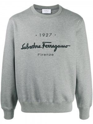 Толстовка с вышитым логотипом Salvatore Ferragamo. Цвет: серый