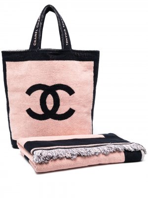 Комплект из пляжной сумки и полотенца Chanel Pre-Owned. Цвет: розовый