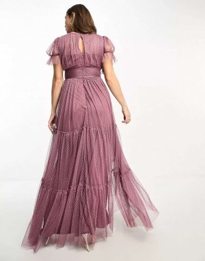 Maternity Платье макси из тюля для подружек невесты лилового цвета Beauut