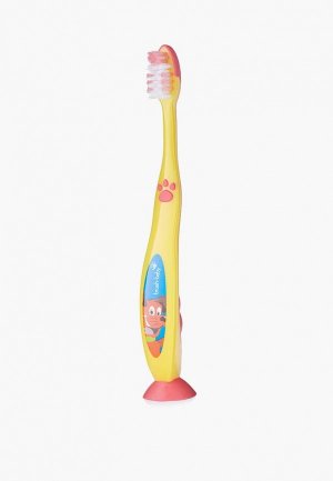 Зубная щетка Brush-Baby FlossBrush NEW, с 6 лет. Цвет: желтый