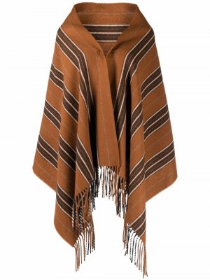 Полосатый шарф с бахромой Bazar Deluxe. Цвет: коричневый