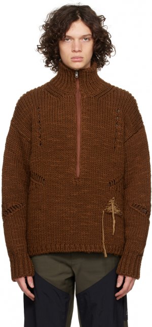 ROA Коричневый свитер на молнии