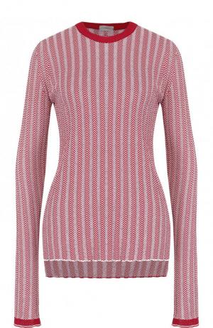 Пуловер фактурной вязки с круглым вырезом MRZ. Цвет: красный
