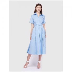 Платье-рубашка с поясом RU 50 / EU 44 XL Sfizio. Цвет: голубой