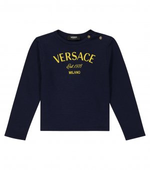 Толстовка из хлопкового джерси с логотипом , синий Versace