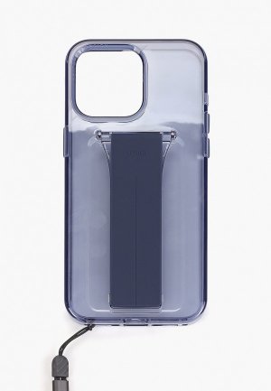Чехол для iPhone Uniq 15 Pro Max, Heldro Mount с ремешком на руку, шнурком кисть, трансформируется в подставку. Цвет: синий