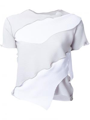 Плиссированная футболка с контрастными вставками Kotohayokozawa. Цвет: серый