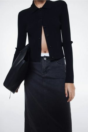 Джинсовая юбка макси , черный H&M