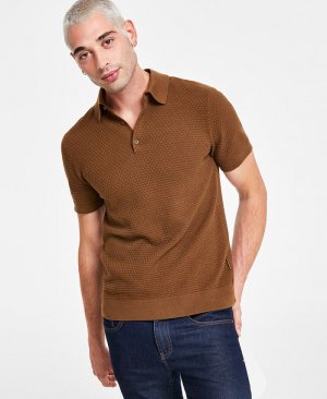 Мужская рубашка-поло фактурной вязки корзинчатой , коричневый Armani Exchange