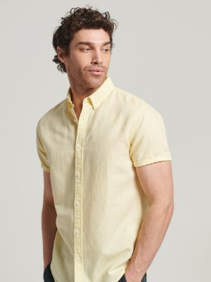 Рубашка с коротким рукавом из смесового льна , пастельно-желтый Superdry