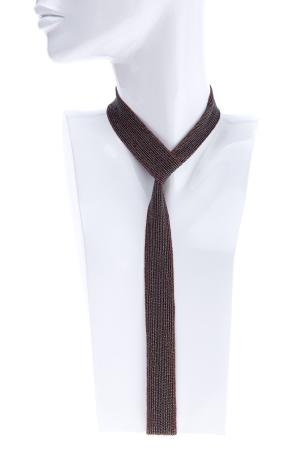 Колье-галстук с вышивкой бусинами шоколадного цвета BRUNELLO CUCINELLI