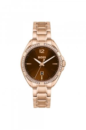 Модные аналоговые кварцевые часы Felina из нержавеющей стали с покрытием - 1502621 , коричневый BOSS