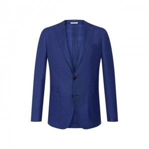 Пиджак из смеси шерсти и шелка Luciano Barbera. Цвет: синий