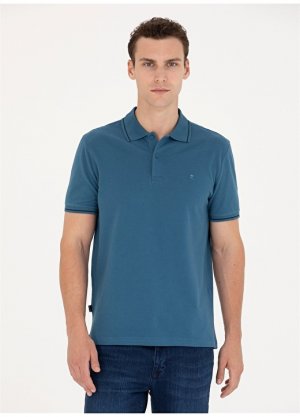 Мужская футболка-поло однотонного цвета индиго Pierre Cardin