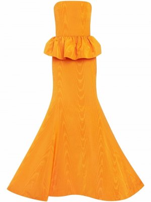 Вечернее платье с баской Oscar de la Renta. Цвет: оранжевый