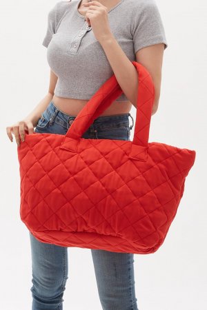 Женская красная стеганая большая сумка PowerSpeed