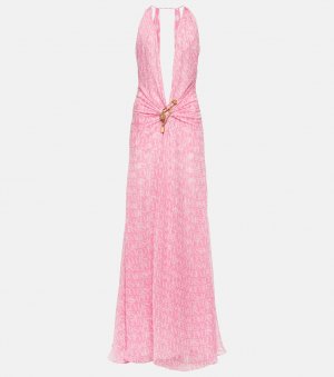 Платье с вырезом халтер и логотипом Safety Pin, розовый Versace