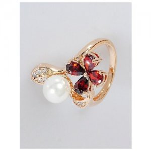 Кольцо помолвочное , жемчуг Swarovski синтетический, размер 20, белый Lotus Jewelry. Цвет: белый