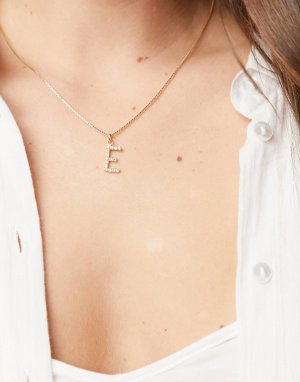 Ожерелье с подвеской из кристаллов в виде буквы E Swarovski-Прозрачный Krystal London