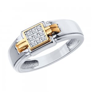 Кольцо из комбинированного золота с бриллиантами SOKOLOV Diamonds