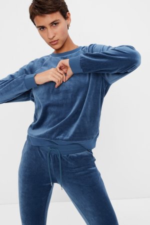 Бархатный пуловер-свитер Gap, синий GAP