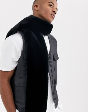 Черный шарф из искусственного меха -Черный цвет ASOS DESIGN