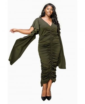 Платье больших размеров Nadia со сборками и V-образным вырезом , зеленый L I V D