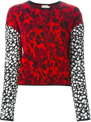 Вязаный свитер с контрастными рукавами Fausto Puglisi. Цвет: красный