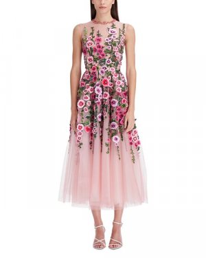 Платье из тюля с вышивкой и цветочным принтом , цвет Multi Oscar de la Renta
