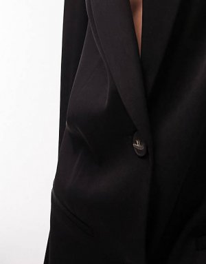 Черный непринужденный пиджак с напуском Tall Tailored Topshop
