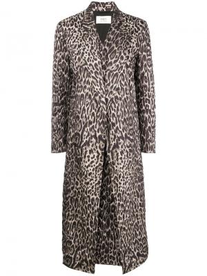 Стеганое пальто с леопардовым принтом Ports 1961. Цвет: коричневый