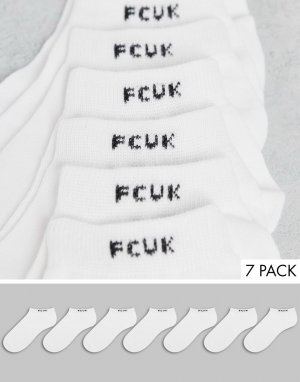 Набор из 7 пар белых спортивных носков FCUK-Белый French Connection