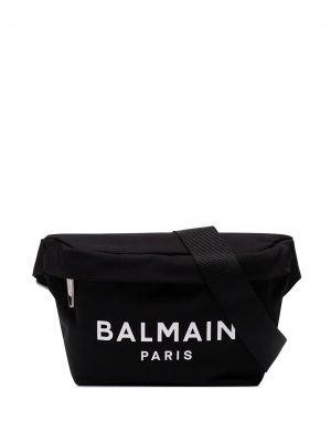 Сумка через плечо с логотипом Balmain. Цвет: черный