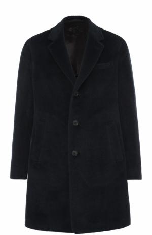 Шерстяное однобортное пальто с отложным воротником Caruso. Цвет: темно-синий