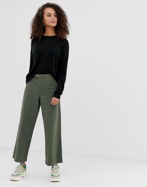 Укороченные джинсы цвета хаки с завышенной талией -Зеленый Miss Selfridge
