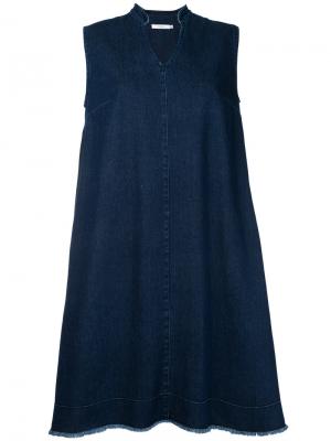 Джинсовое платье с разрезом Co-Mun. Цвет: синий