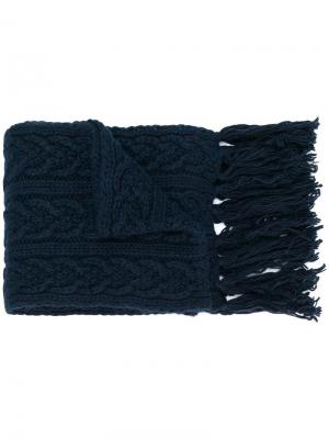 Вязаный шарф с косами Barena. Цвет: синий