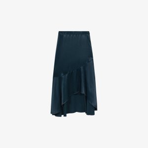 Атласная юбка миди Inga с асимметричным подолом , бирюзовый Reiss