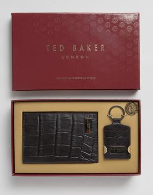 Подарочный набор с обложкой для паспорта и кольцом ключей Ted Bake Baker. Цвет: черный