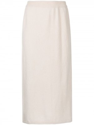 Кашемировая юбка с завышенной талией Tibi. Цвет: коричневый
