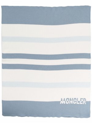 Striped knitted blanket Moncler Enfant. Цвет: синий