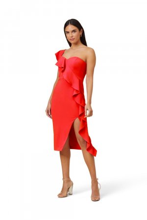 Вязаное коктейльное платье из крепа , красный Adrianna Papell
