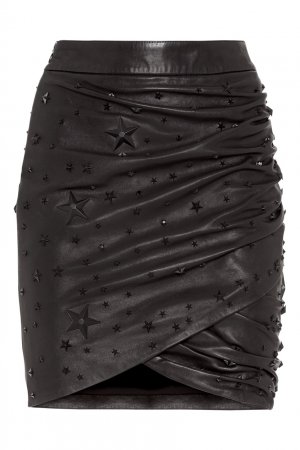 Кожаная юбка с драпировкой Philipp Plein. Цвет: черный