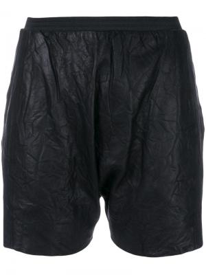 Кожаные шорты с мятым эффектом Olsthoorn Vanderwilt. Цвет: черный