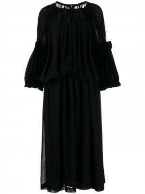 Платье миди с рукавами колокол и драпировкой Comme Des Garçons. Цвет: черный