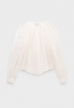 Блуза Forte cotton silk voile bohemian cocoon shirt pure. Цвет: бежевый