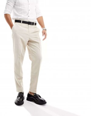 Кремовые вельветовые брюки со складками и завышенной талией Harry Brown. Цвет: бежевый